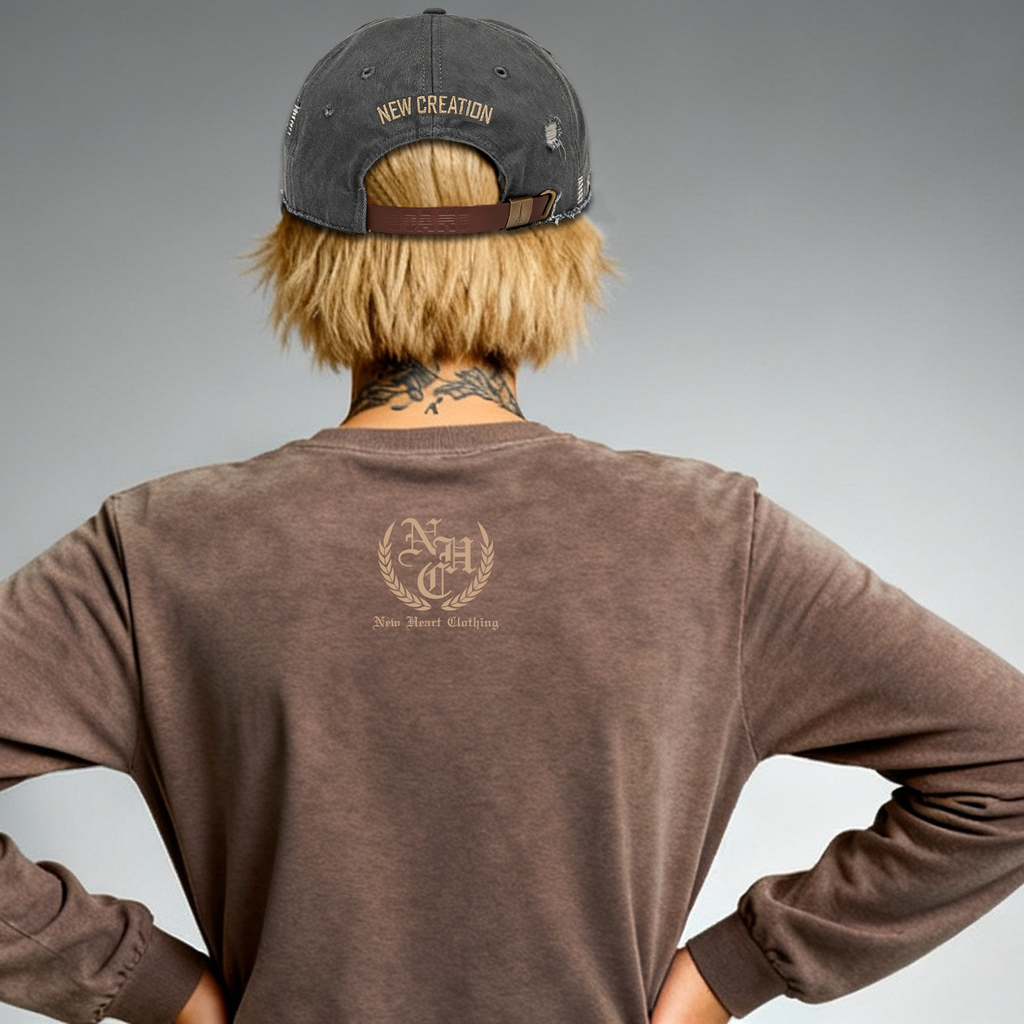 "NEW CREATION" PIGMENT DYED DAD HAT (CHARCOAL)