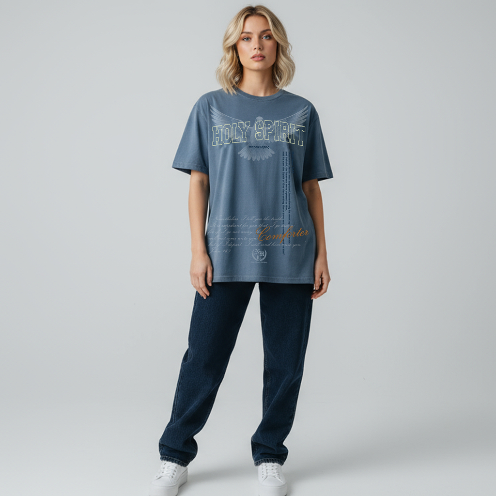 (PRE-SALE) "HOLY SPIRIT" - PREMIUM GARMENT DYED S/S TEE [WASHED DENIM]