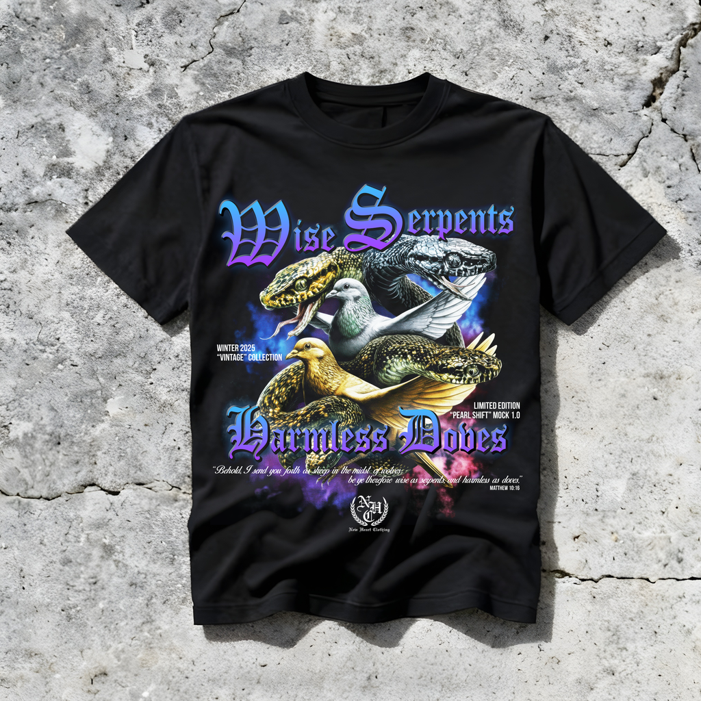 "WISE SERPENTS, HARMLESS DOVES" - PREMIUM GARMENT DYED S/S TEE [BLACK]