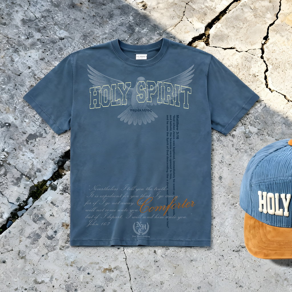 (PRE-SALE) "HOLY SPIRIT" - PREMIUM GARMENT DYED S/S TEE [WASHED DENIM]