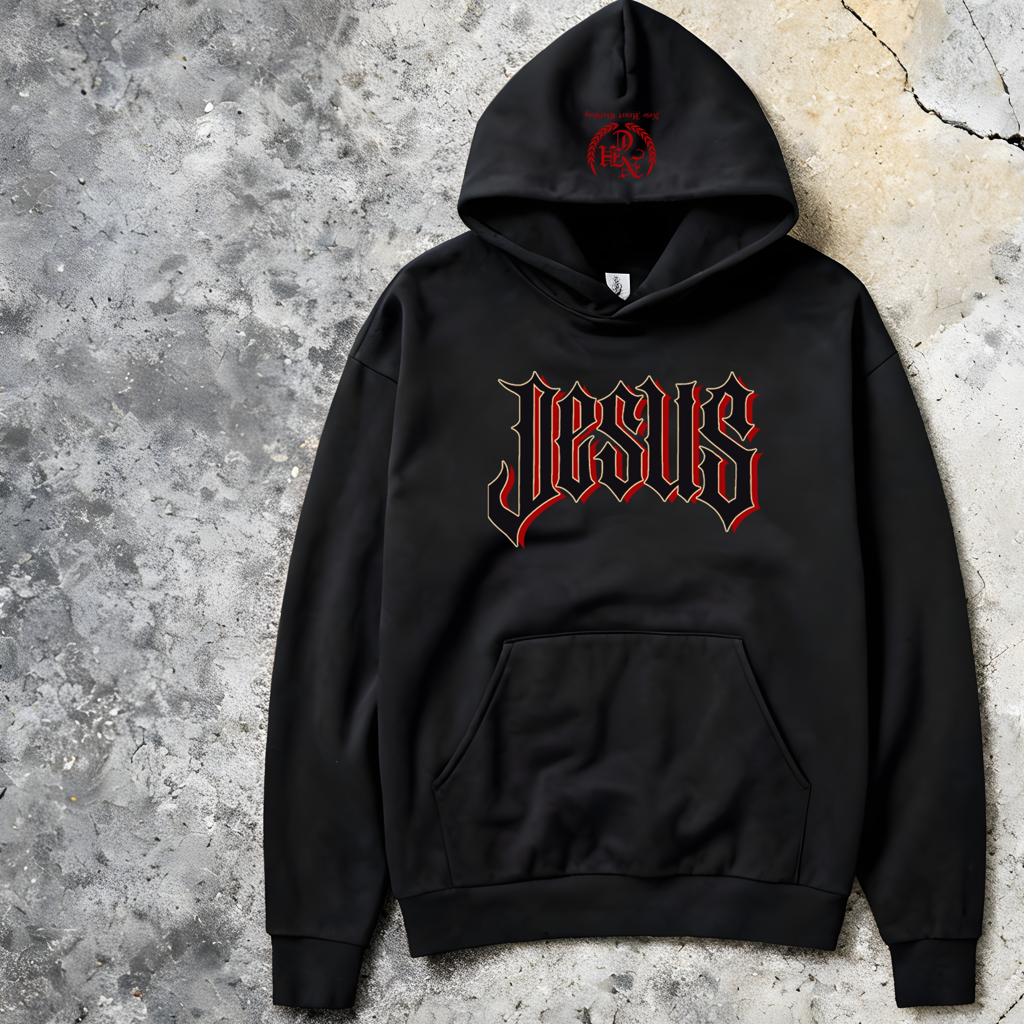 (PRE-SALE) "JESUS" - PREMIUM UNISEX AVENUE HOODED SWEATSHIRT [BLACK]