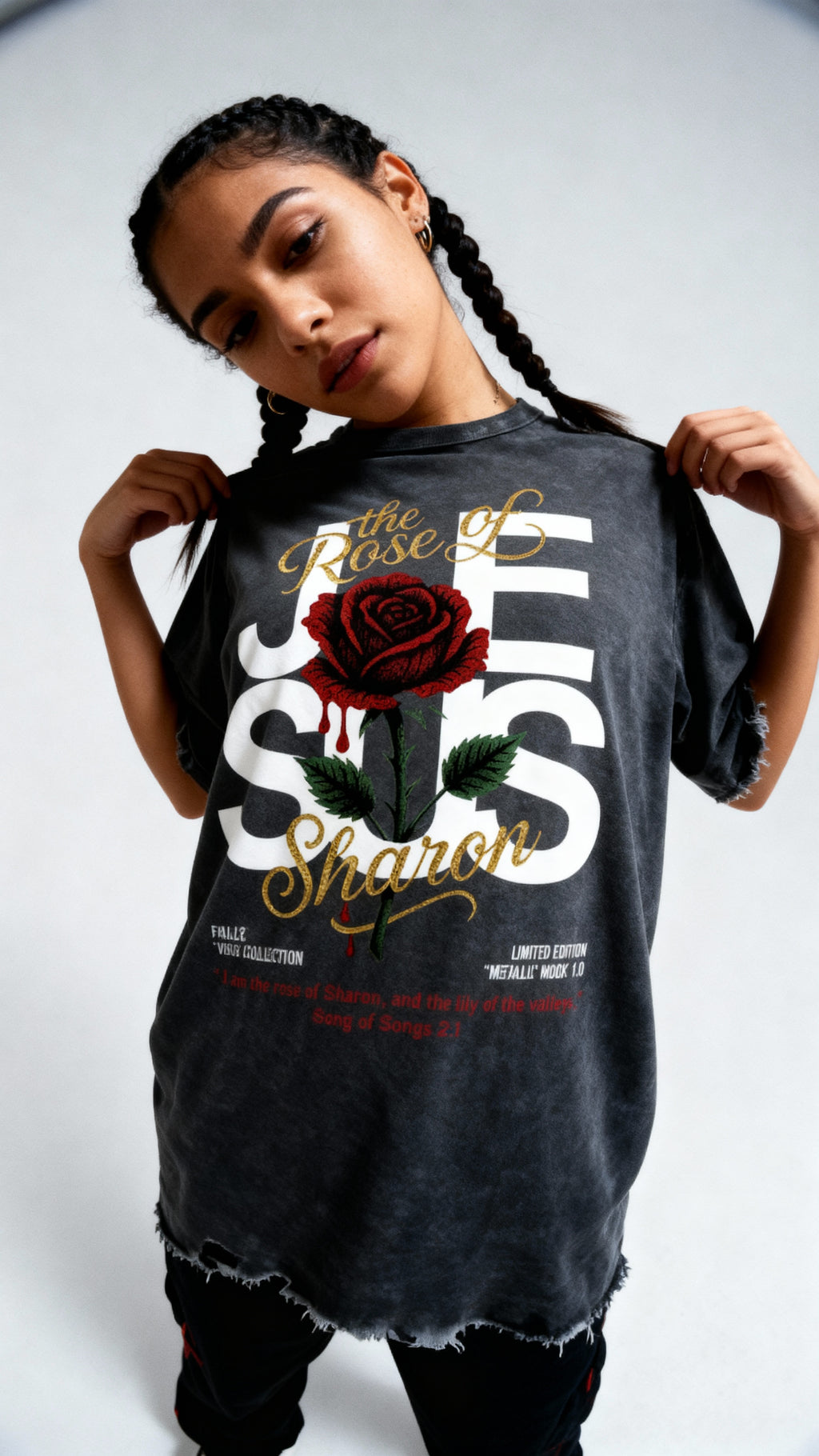 "THE ROSE OF SHARON" - VINTAGE S/S TEE [BLACK]