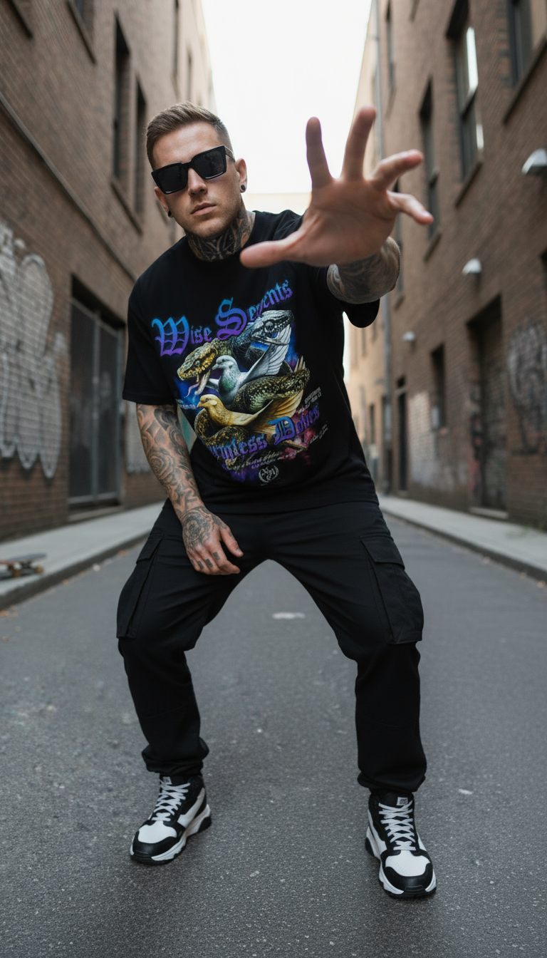 "WISE SERPENTS, HARMLESS DOVES" - PREMIUM GARMENT DYED S/S TEE [BLACK]