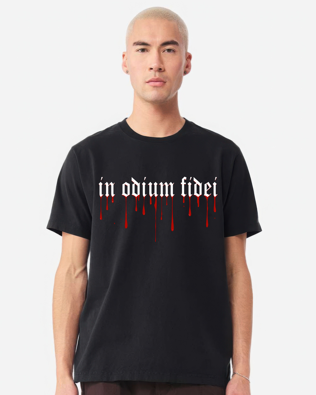 "IN ODIUM FIDEI" - PREMIUM GARMENT DYED S/S TEE [BLACK]