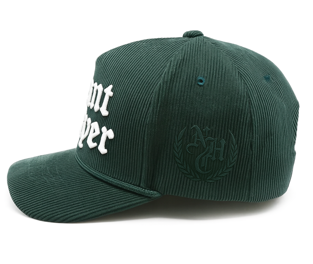 "GIANT SLAYER" CORDUROY HIGH FRAME 5-PANEL HAT (DARK GREEN)