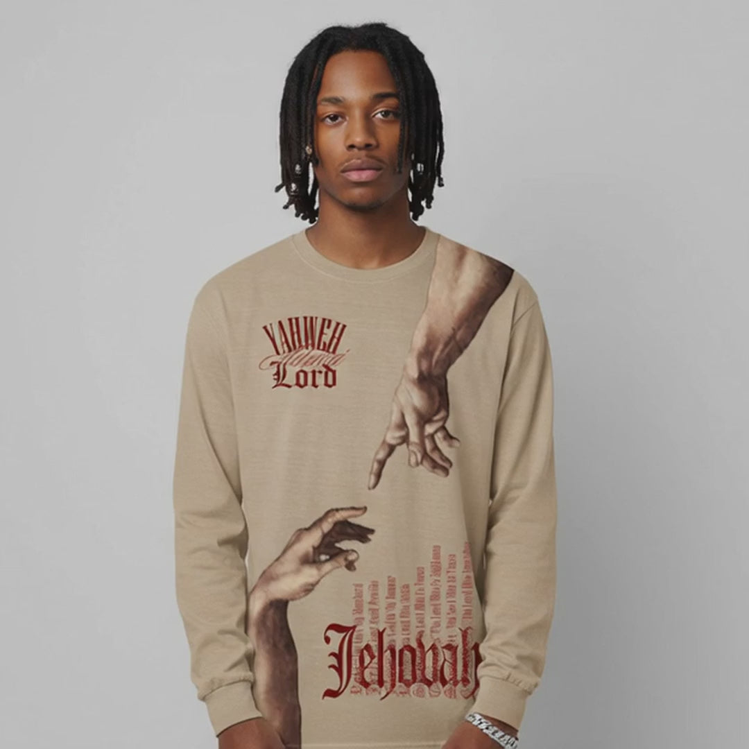 (PRE-SALE) "YAHWEH" - PREMIUM GARMENT DYED L/S TEE [KHAKI]