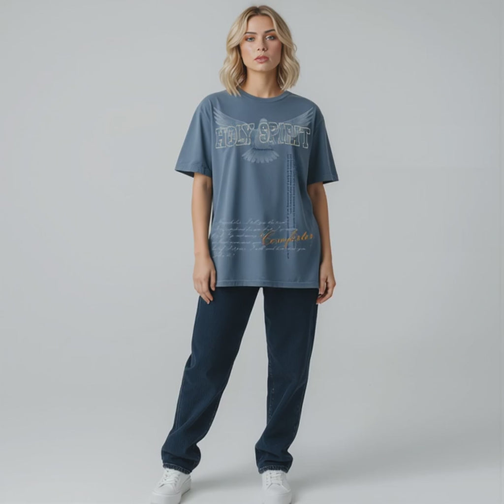 (PRE-SALE) "HOLY SPIRIT" - PREMIUM GARMENT DYED S/S TEE [WASHED DENIM]