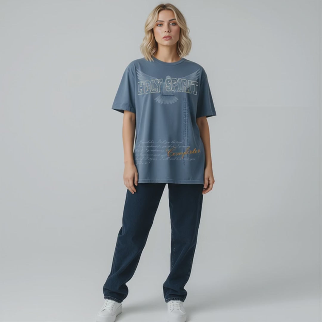 (PRE-SALE) "HOLY SPIRIT" - PREMIUM GARMENT DYED S/S TEE [WASHED DENIM]