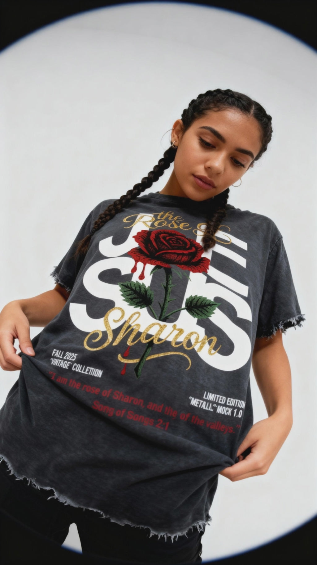 "THE ROSE OF SHARON" - VINTAGE S/S TEE [BLACK]